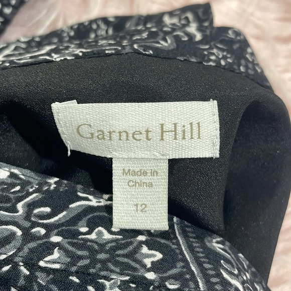 Garnet Hill Drop Waist Button Up Bohemian Print Black White Shirt Dress - Picture 3 of 9